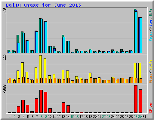 Daily usage for June 2013