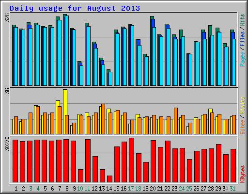 Daily usage for August 2013