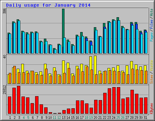 Daily usage for January 2014