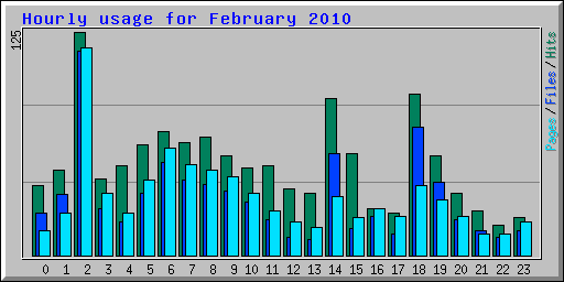 Hourly usage for February 2010