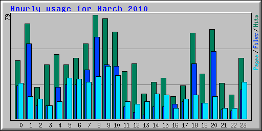 Hourly usage for March 2010