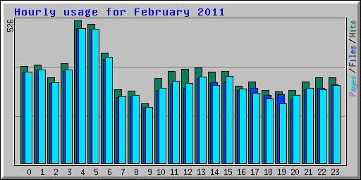 Hourly usage for February 2011