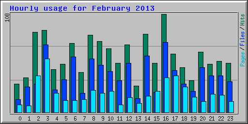 Hourly usage for February 2013