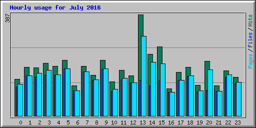 Hourly usage for July 2016